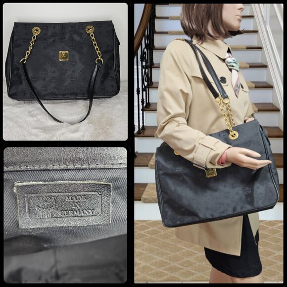 MCM Black Viseto Nylon/Chained Tote - Picture 5 of 17